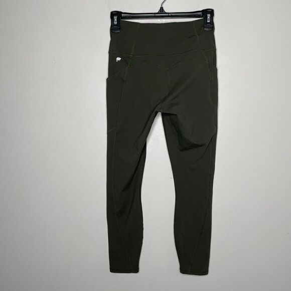 FABLETICS Womens Solid Olive Green PureLuxe Crop Leggings Pockets Logo Sz XS - Picture 4 of 7
